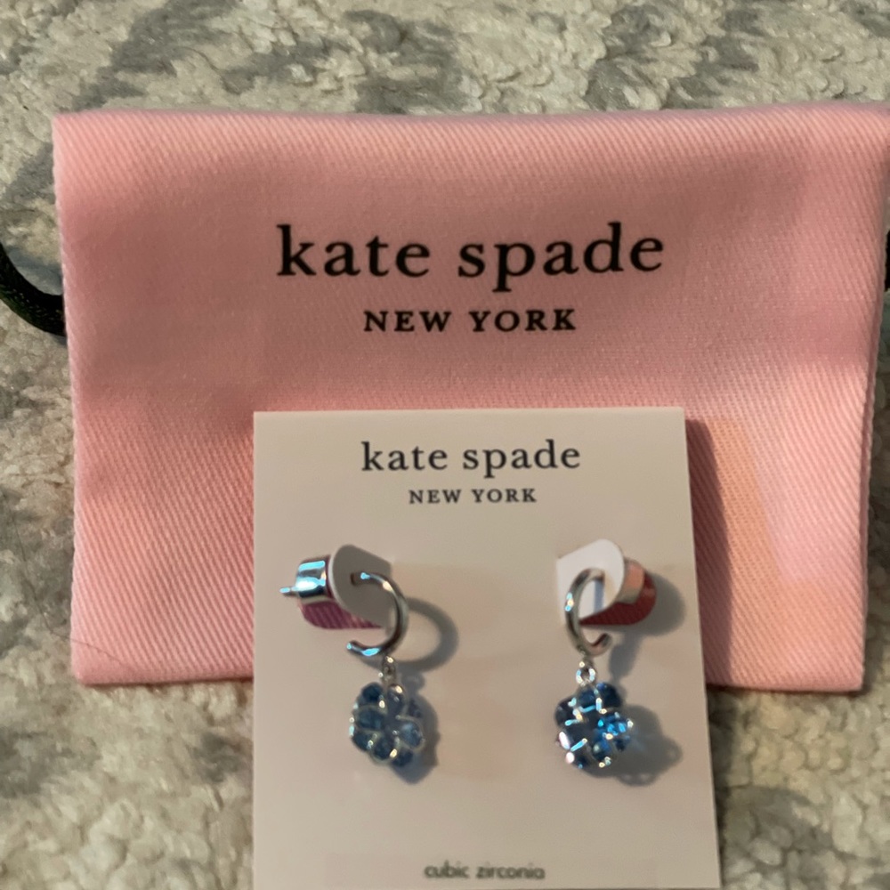 NWT Kate Spade Sliver & Blue Butterfly Earings